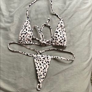 Dalmatian halter micro triangle thong bikini swimsuit